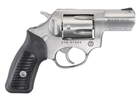 Ruger 5737 SP101 38 Special +P 5rd 2.25" Satin Stainless Steel Barrel, Cylinder & Frame, Black Rubber Grip, Transfer Bar Safety, Exposed Hammer