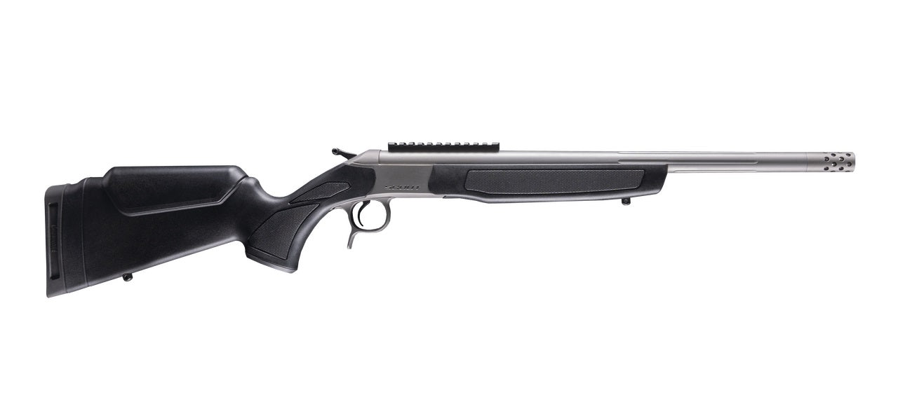 CVA CR4444S Scout Takedown 44 Mag 1rd 20" Stainless Fluted Threaded Barrel, Stainless Steel Receiver w/Picatinny Rail, Adj Comb & LOP Black Synthetic Stock