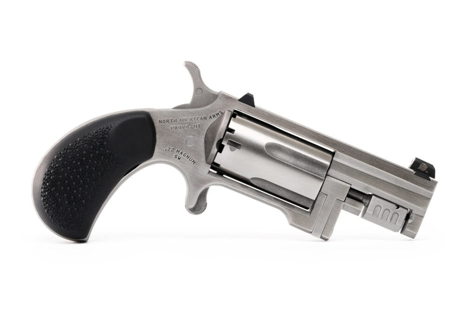 North American Arms SNT Sentinel 22 WMR 5 Shot 1.42" Matte Stainless Steel Barrel, Stainless Cylinder, Matte Stainless Steel Frame, Slip-on Rubber Pebble Grip, Exposed Hammer