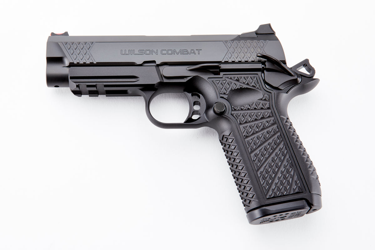 Wilson Combat SFXCPR4 SFX9 Compact Frame 9mm Luger 15+1 4" Stainless Fluted Barrel, Black DLC Serrated Stainless Steel Slide, Black Aluminum Frame w/Beavertail & Picatinny Rail, Black Polymer Grip