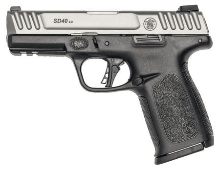 Smith & Wesson 13937 SD40 2.0 Compact Frame 40 S&W 10+1 4" Stainless Steel Barrel, Satin Serrated Stainless Steel Slide, Black Polymer Frame w/Picatinny Rail, Textured Grip