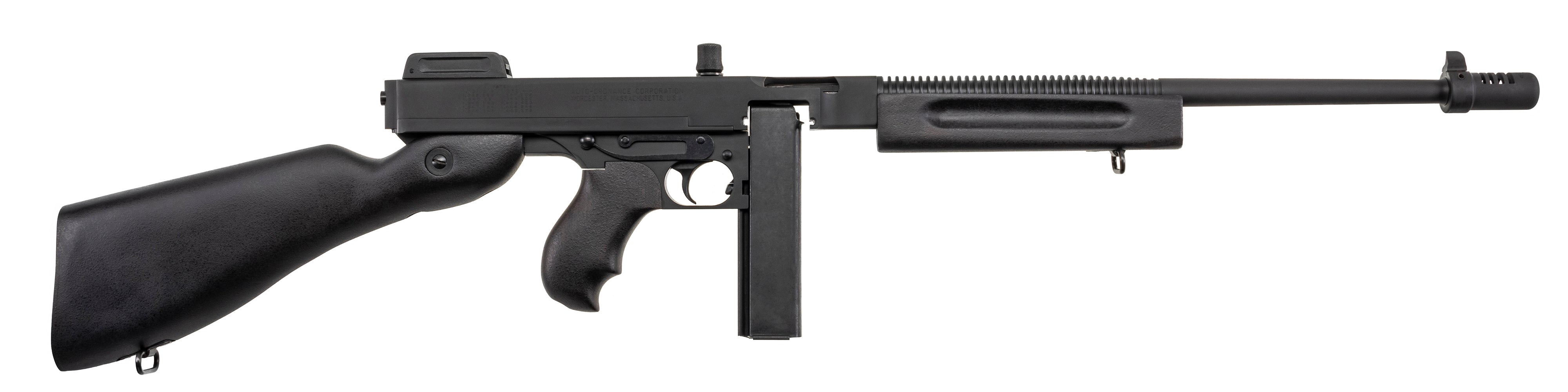 Thompson T1C 1927A-1 Commando Carbine 45 ACP Caliber with 16.50" Barrel, 20+1 Capacity (Stick), Black Parkerized Metal Finish, Black Fixed Stock Right Hand Includes Black Nylon Sling