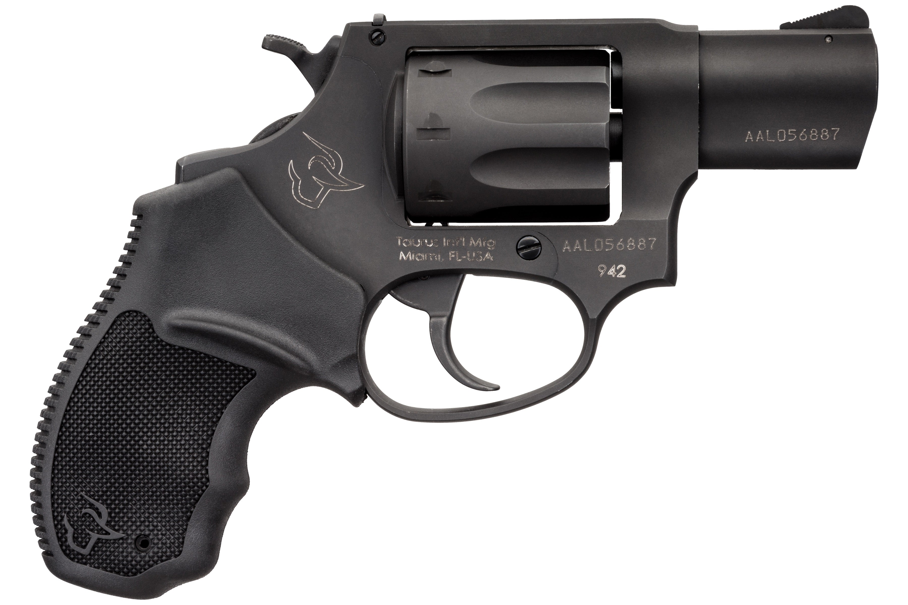 Taurus 2-942021 942 22 LR 8rd 2" Barrel, Overall Matte Black Finish Steel & Finger Grooved Black Polymer Grip