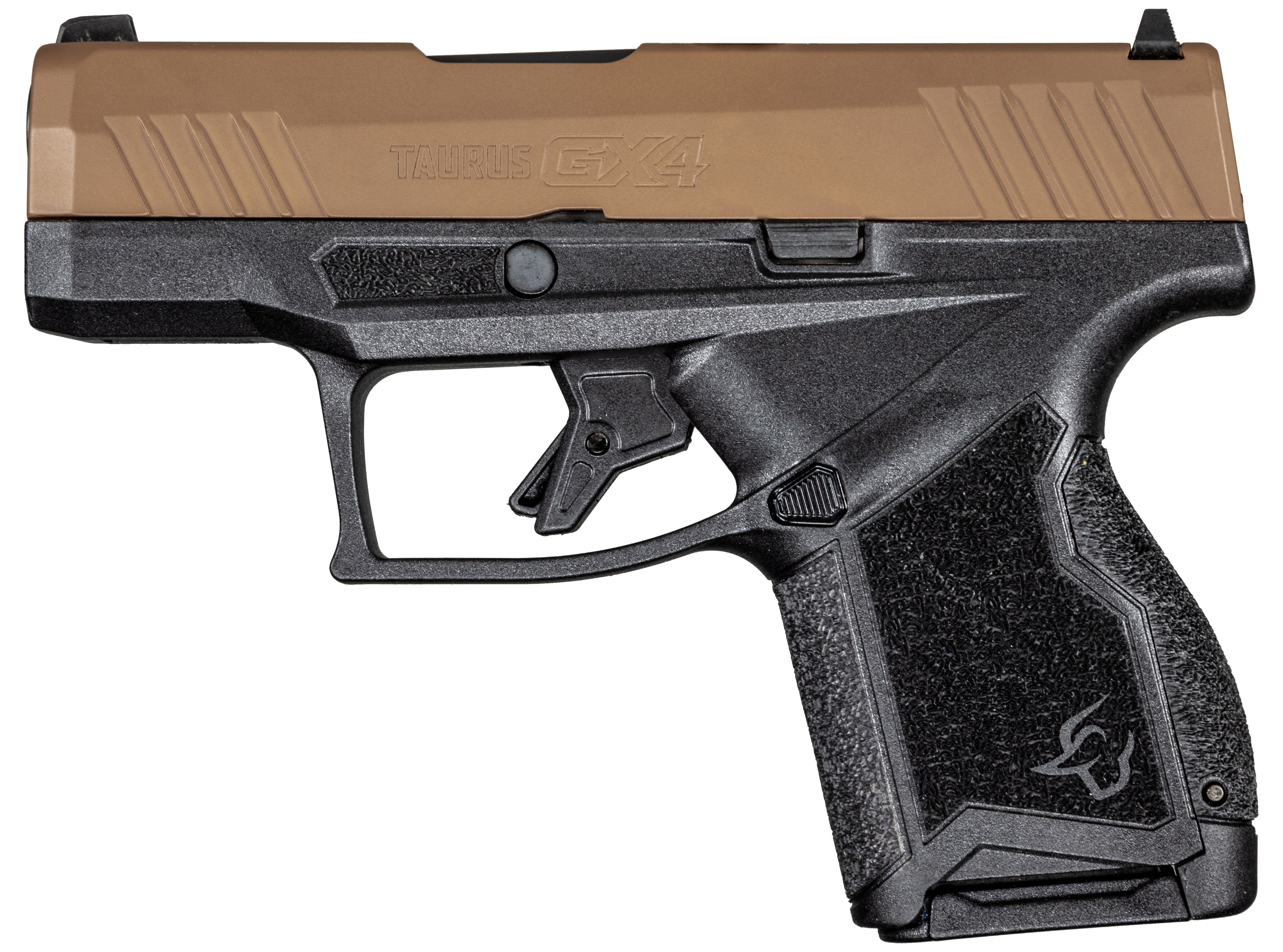 Taurus 1GX4M93E GX4 Micro-Compact 9mm Luger Caliber with 3.06" Barrel, 11+1 Capacity, Black Finish Frame, Serrated Coyote Cerakote Steel Slide & Interchangeable Backstrap Grip Includes 2 Mags