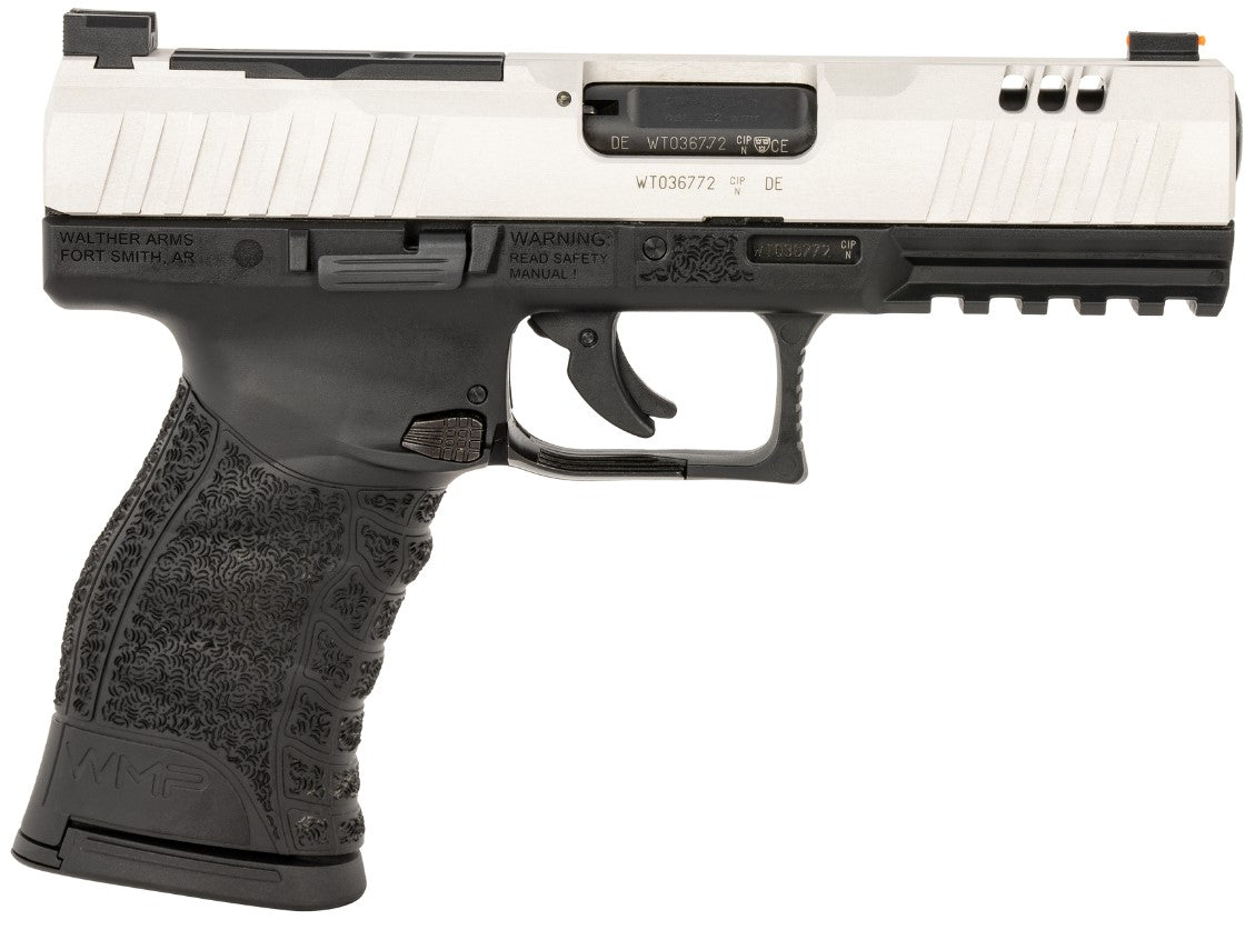 Walther Arms 5220306 WMP Full Size Frame 22 WMR 15+1 4.50" Stainless Steel Barrel, Silver Serrated Aluminum Slide, Black Polymer Frame w/Picatinny Rail