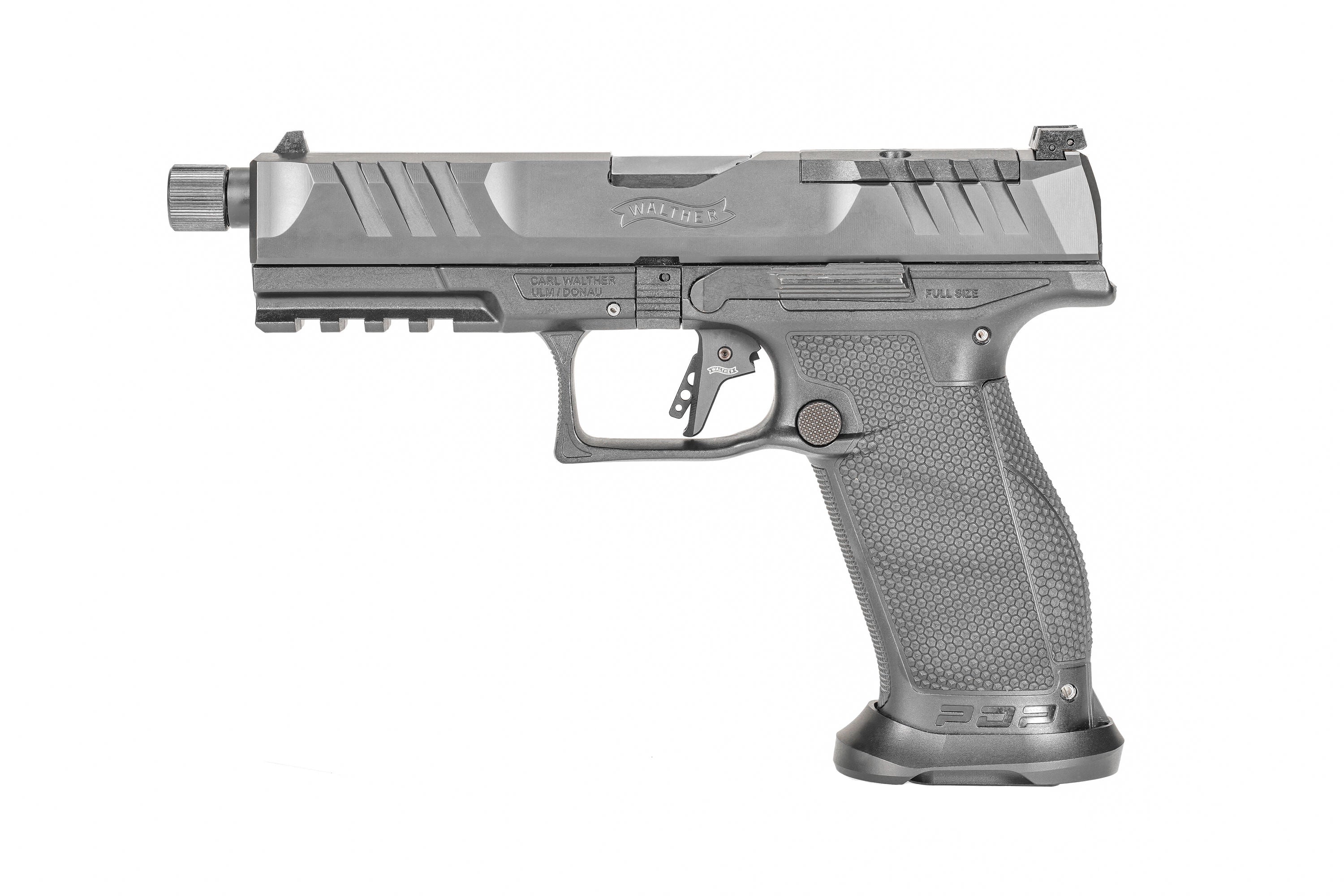 Walther Arms 2858142 PDP Pro SD 9mm Luger 10+1 5.10" Threaded Barrel, Black, Optic Cut/Serrated Slide, Polymer Frame with Pic. Rail, Performance Duty Grip, Flared Magwell