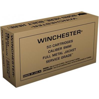 Winchester Service Grade 9mm Luger / Parabellum 115 gr FMJ ammo