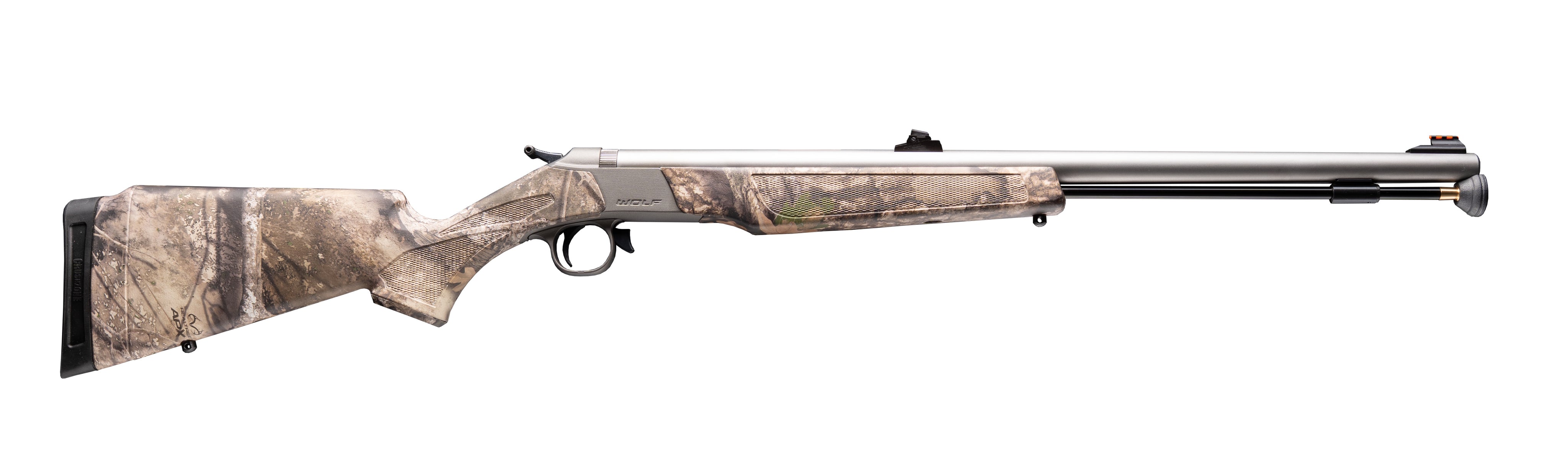 CVA PR2120S Wolf 50 Cal 24" Stainless Single Shot Barrel, Stainless Drilled & Tapped Stainless Steel Receiver, Adjustable Realtree APX Synthetic Stock