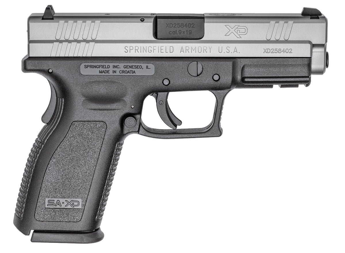 Springfield Armory XD9301 XD Service *CA Compliant 9mm Luger 10+1 4" Black Melonite Steel Barrel, Serrated Stainless Steel Slide, Black Polymer Frame w/Picatinny Rail