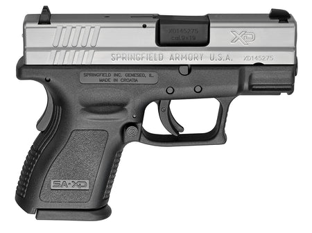 Springfield Armory XD9821 XD *CA Compliant Sub-Compact Frame 9mm Luger 10+1, 3" Black Melonite Steel Barrel, Serrated Stainless Steel Slide, Black Polymer Frame w/Picatinny Rail