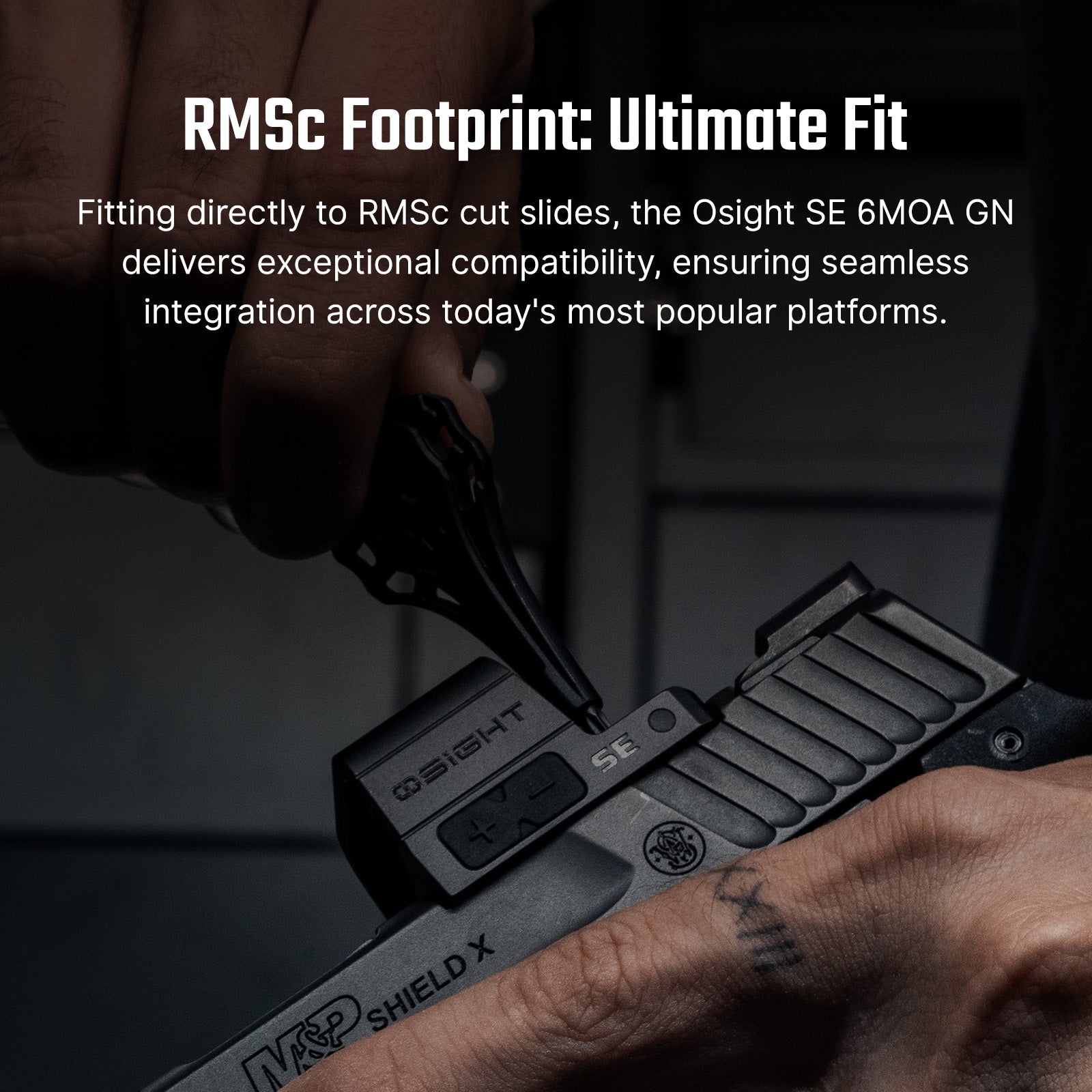 Osight SE Green Dot 6 MOA Enclosed Emitter Optic with RMSc Footprint and Side-Loading Battery