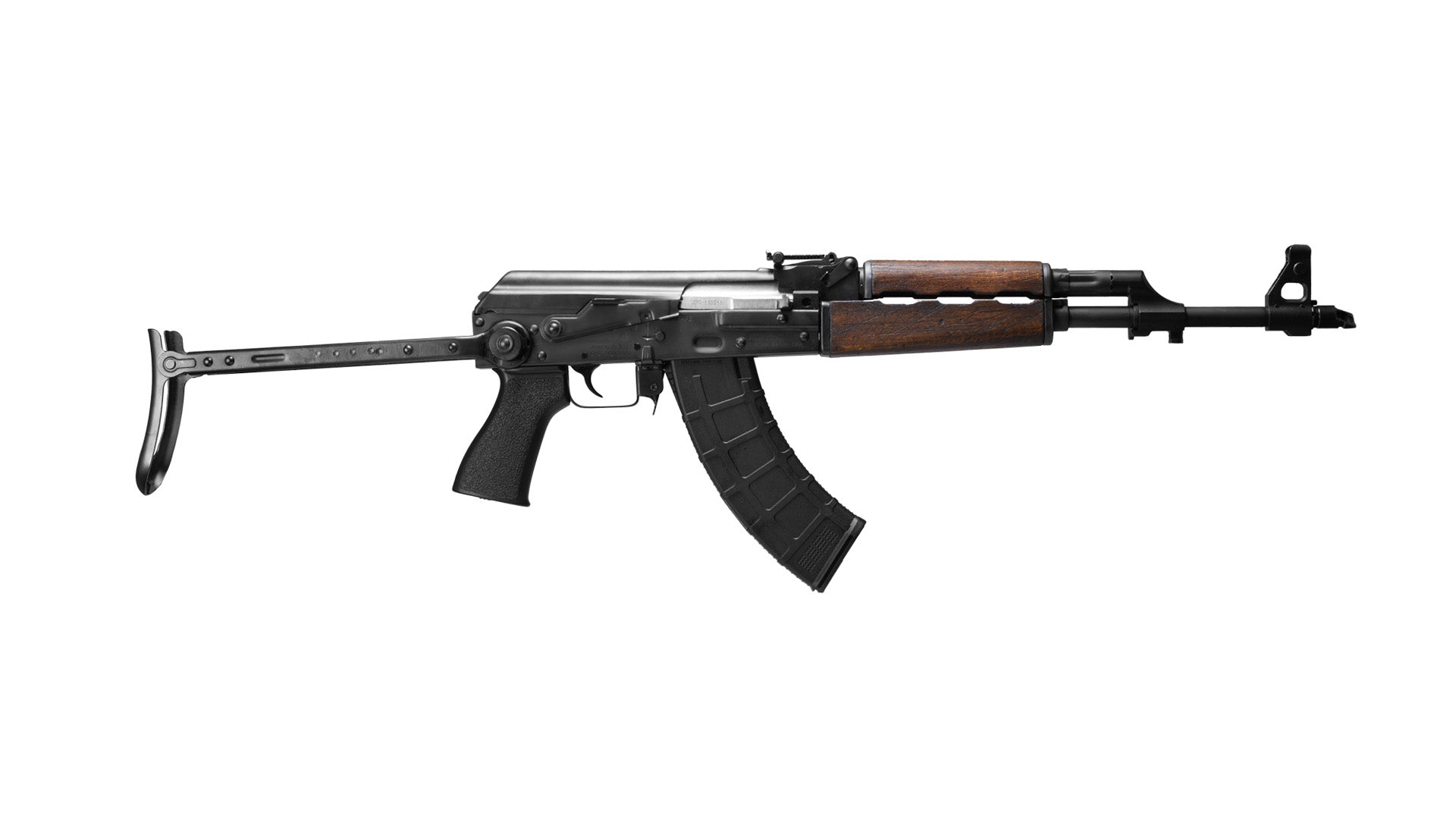 Zastava Arms Usa ZR7762UF ZPAPM70 7.62x39mm 30+1 16.30" Black Steel Barrel, Black Battle Worn Dark Walnut Handguard, Black Underfolding Stock, Black Synthetic Grip